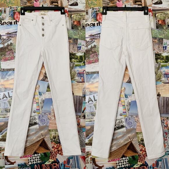 Pure White Madewell 10" High Rise Skinny Crop Button Front Jeans 23 - Picture 2 of 11